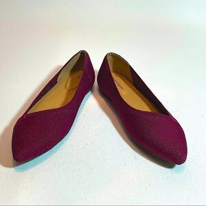 Hush Puppies size 8 Wide Sadie knit Ballet Flat Burgundy sparkle like Rothy